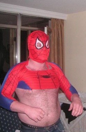 Spiderman costume, but something's wrong